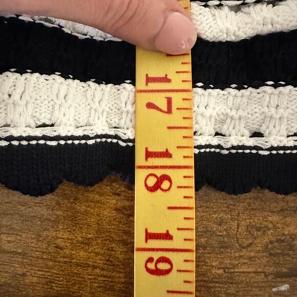 Maje Striped Crochet-Effect Cardigan Navy Ecru - Picture 16 of 16